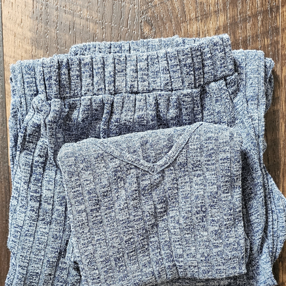 Blue Ribbed Knit Lounge Set - Picture 8 of 8